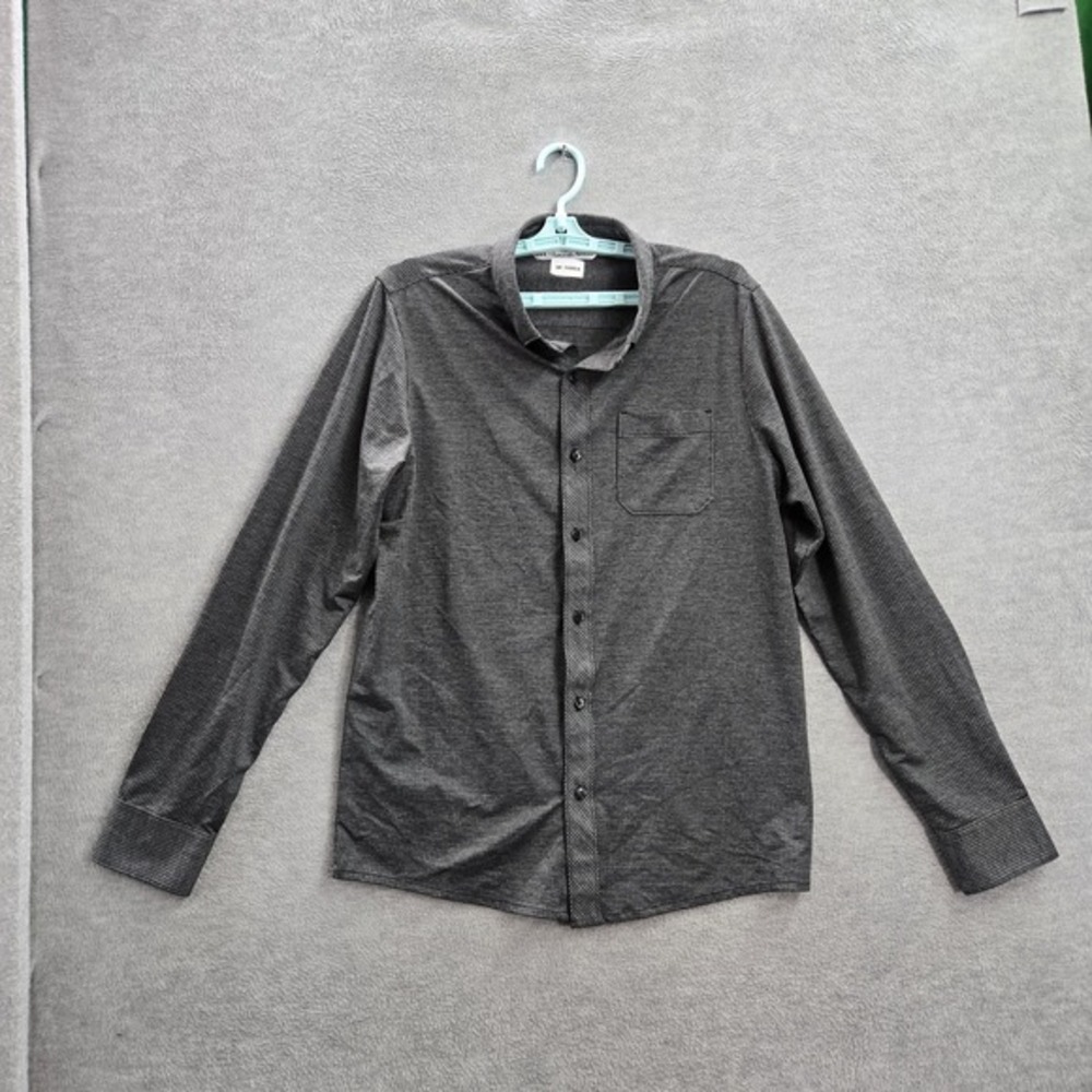 Travismathew Men Button Up Shirt M Gray Embroidery Check‎ Long